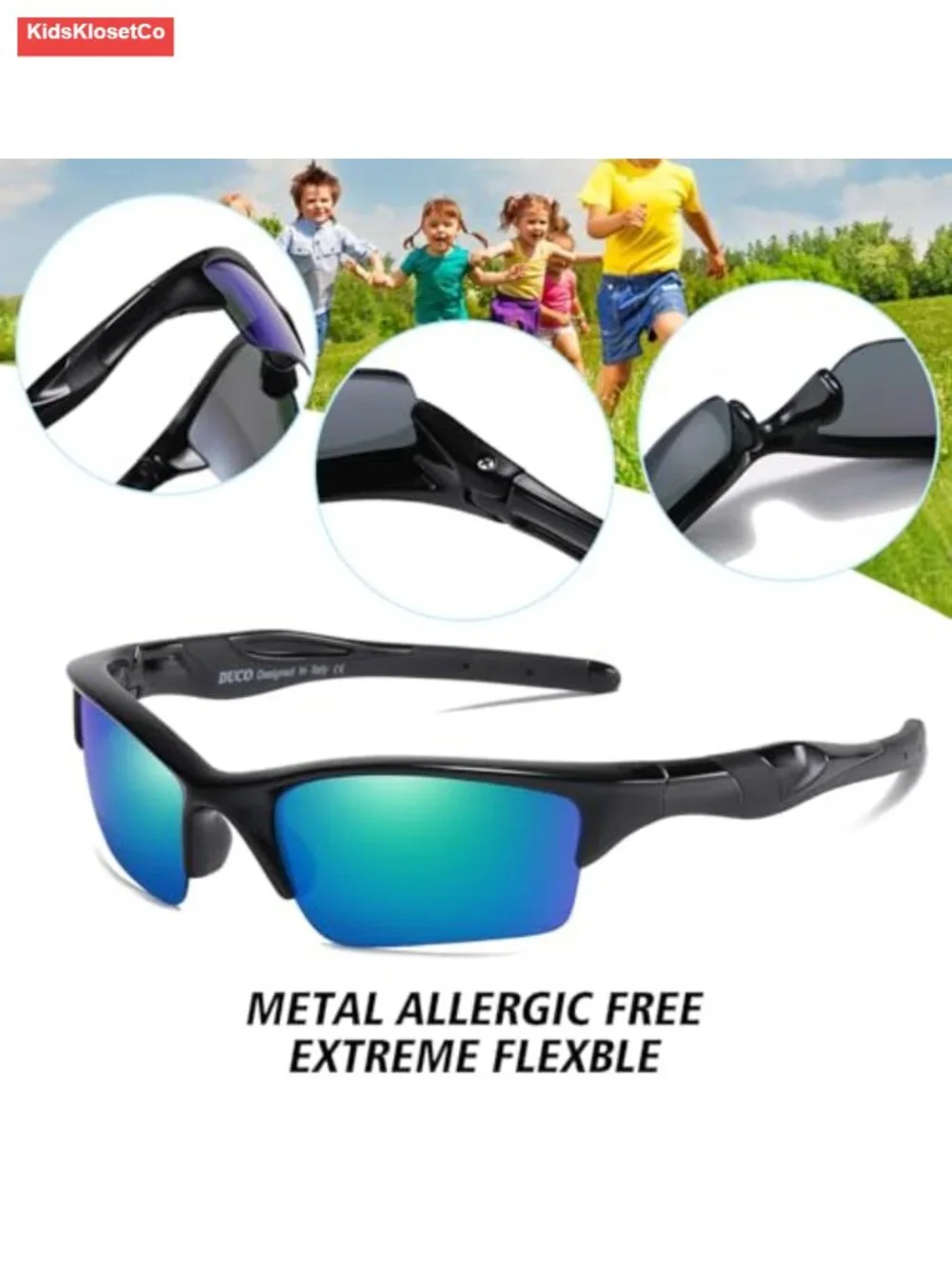 Kids Polarized Unbreakable Sunglasses with Strap & Car Case
